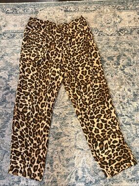 H&M Leopard Print Ankle Pants in Tan and Black size 8